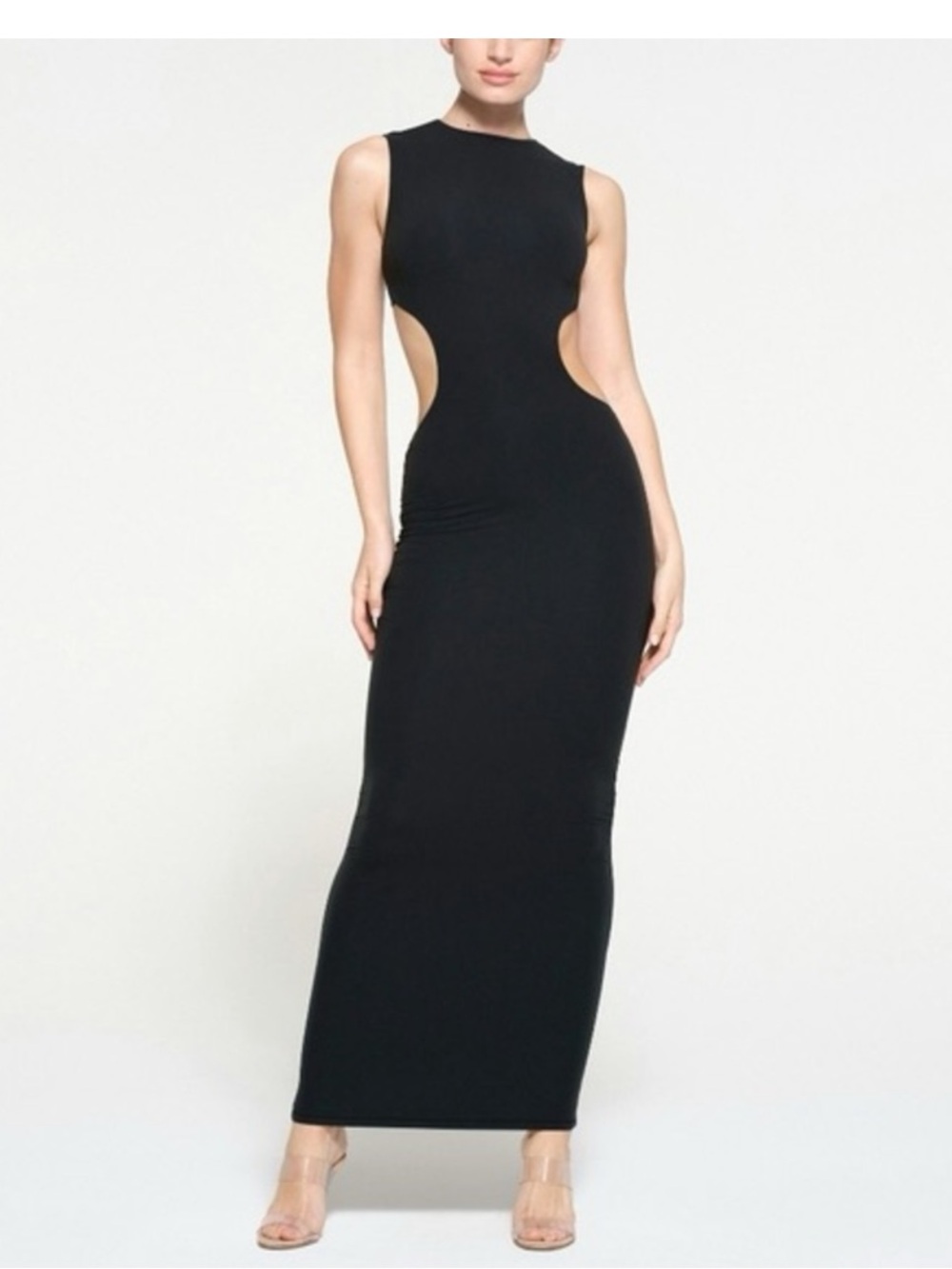 SKIMS Black Side-Cutout Maxi Dress